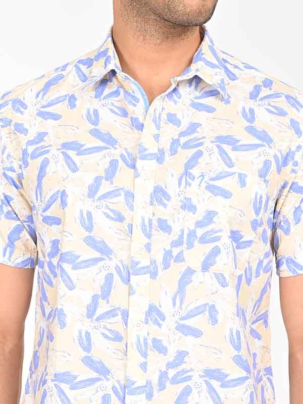 Indian Terrain Men's Regular Fit Half Sleeve Printed Multicolor Shirt